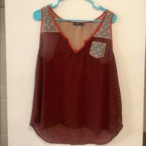 Embroidered Flowy Tank Top Size L